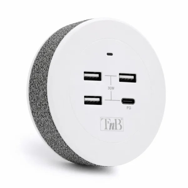 Station de charge USB T'nb Iconiq avec 3 ports USB-A et 1 port USB-C