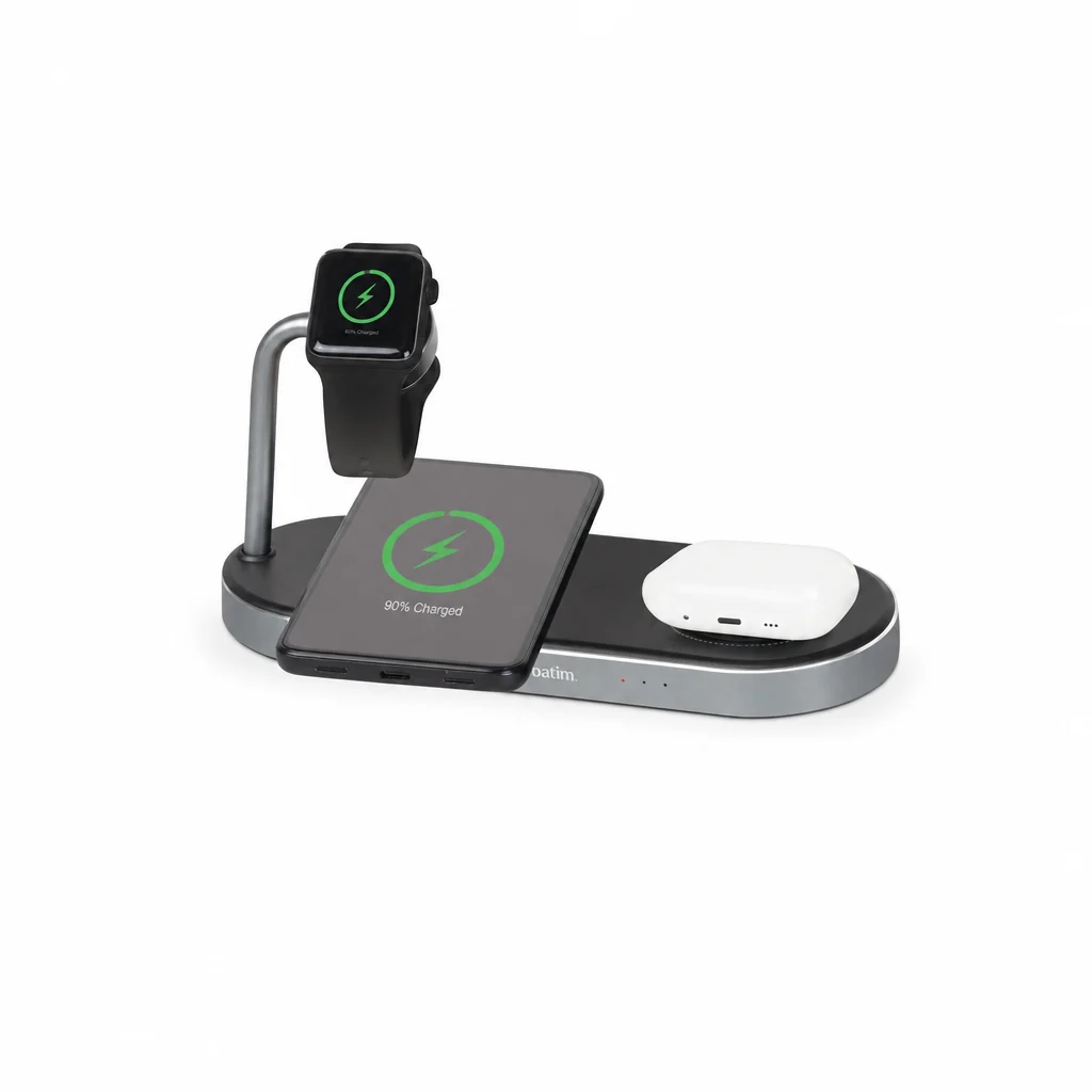 Station de recharge sans fil 3-en-1 Qi Dual Compatible Apple