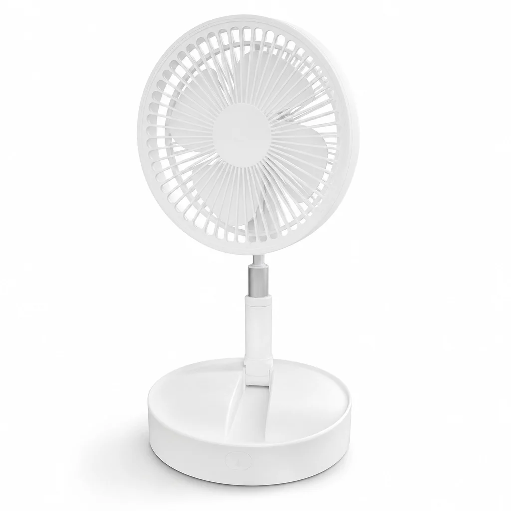 Koolstar FAN 20, Ventilateur Télescopique Pliable Rechargeable USB, 3 Vitesses, Blanc