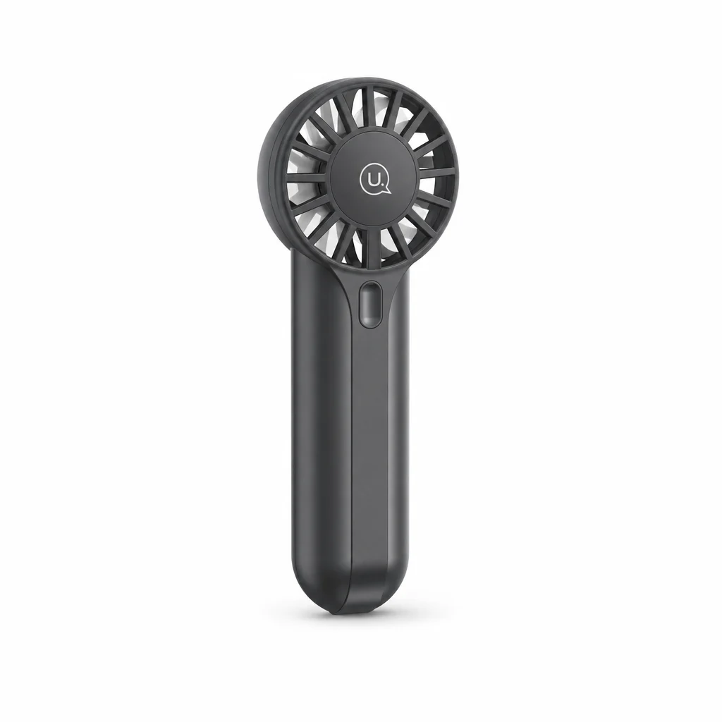 USAMS Ventilateur Mini Portable ZB288, Batterie 1200mAh, USB, Gris Anthracite