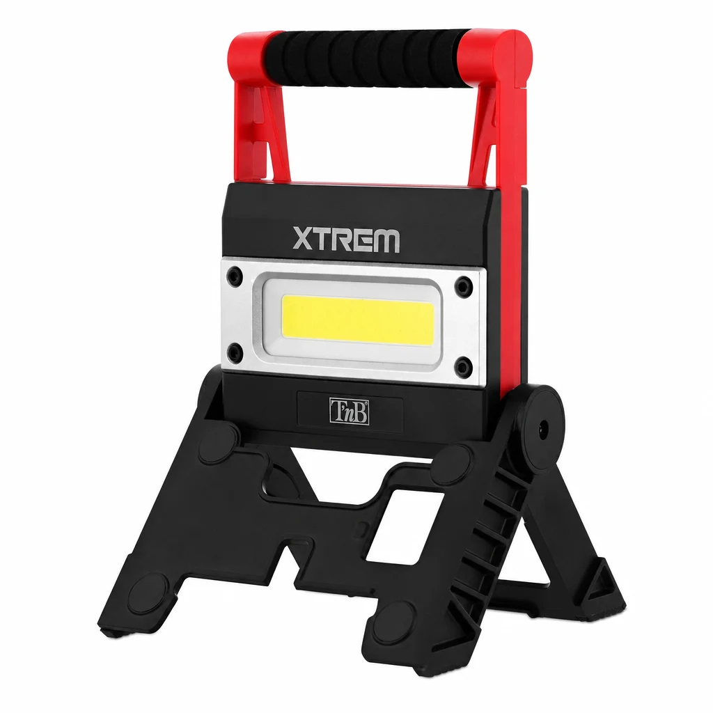 Lampe de chantier XTREM Work étanche avec station de charge intégrée – Noir/Rouge