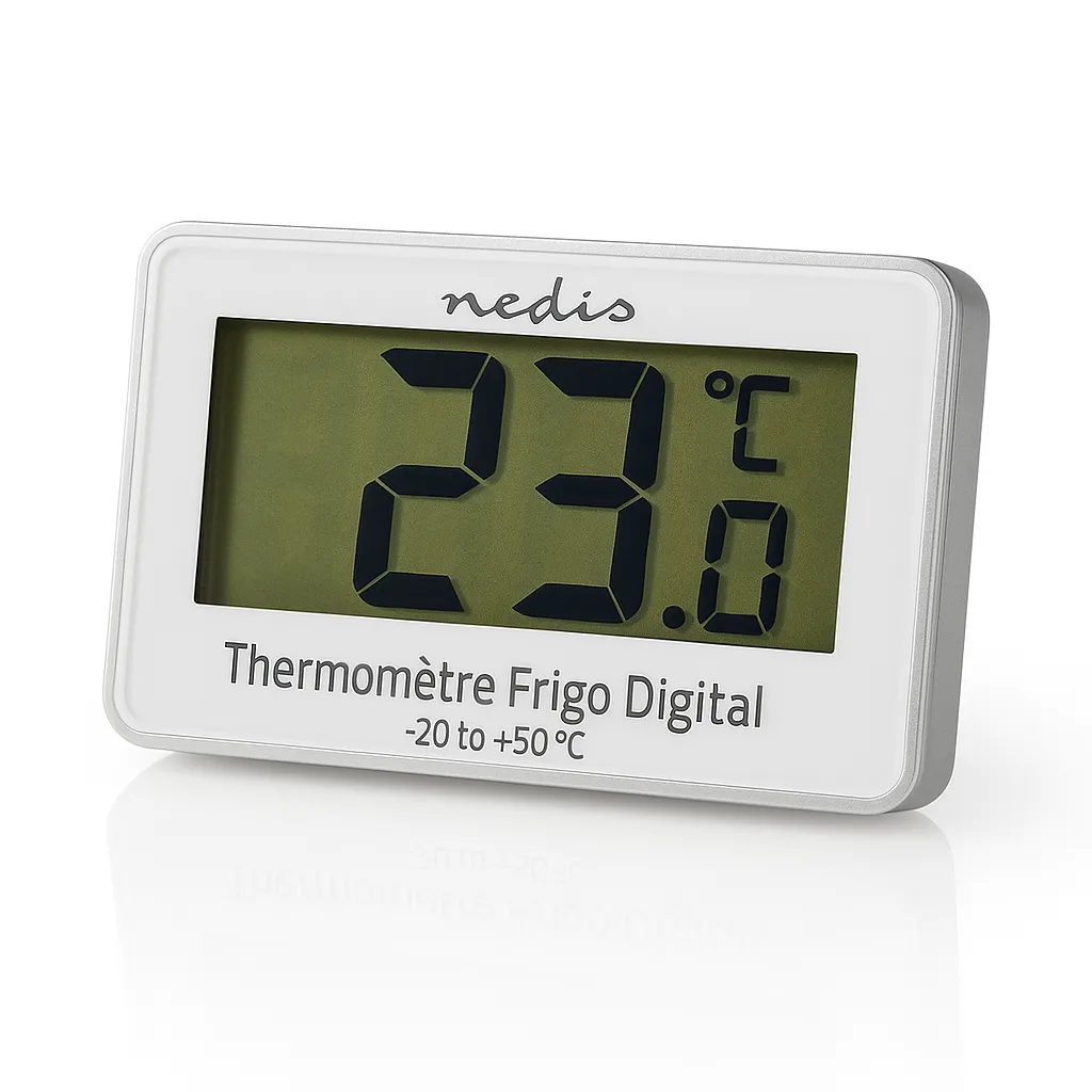 Nedis Thermomètre Numérique Réfrigérateur LCD, -20 à +50°C, °C/°F, Aimant