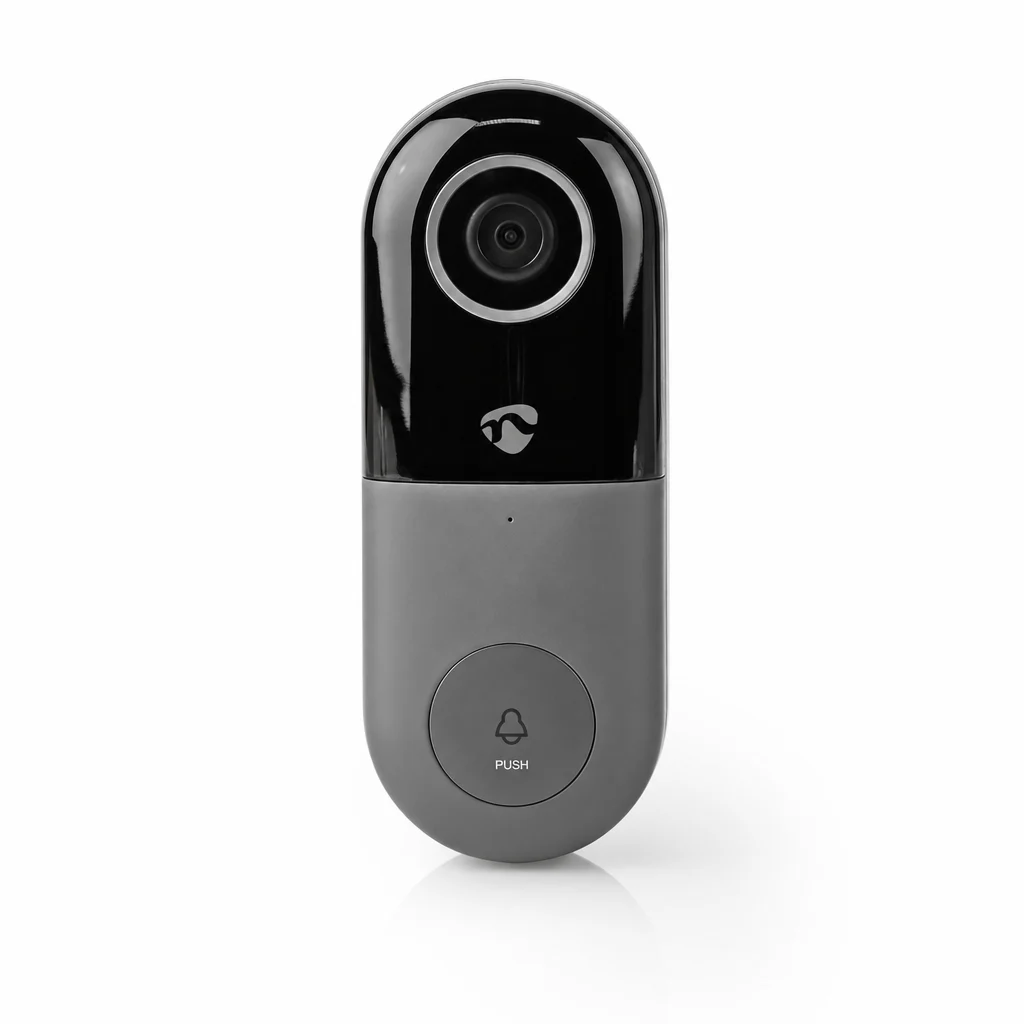 Nedis Sonnette Vidéo Wi-Fi WIFICDP10GY, HD 720p, 130°, Vision Nocturne, SmartLife